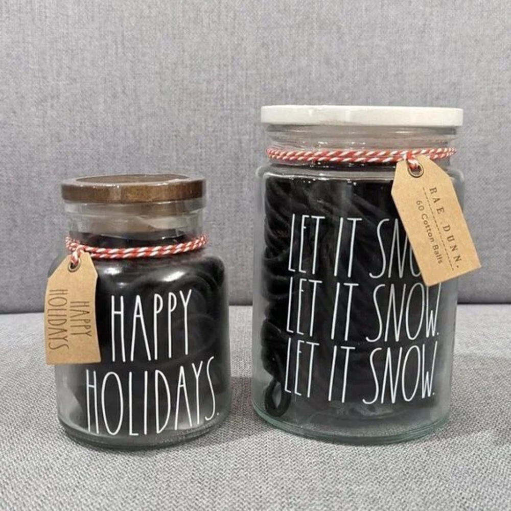 Rae Dunn Holiday Glass Jar Set - Black and White - Picture 1 of 4